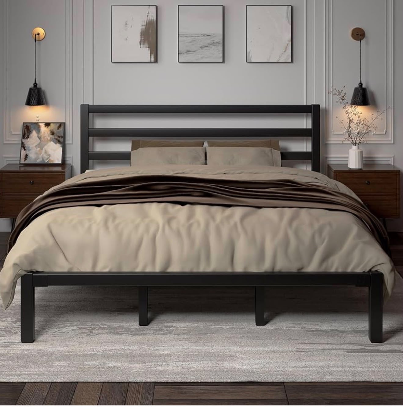 King Size Metal Bed Frame with Headboard